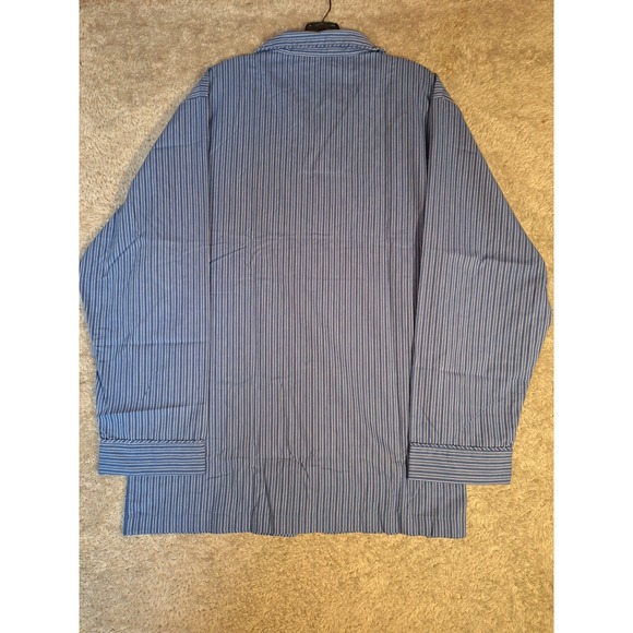 Stafford Essentials Sleepwear Mens Blue Striped Pajama Top Classic Fit Medium - Picture 2 of 9